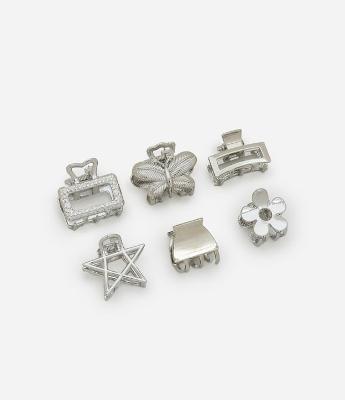 Kit 06 Mini Piranhas de Cabelo em Metal com Formatos Diversos