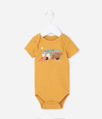 Body Infantil com Estampa Interativa Ônibus e Ursinho - Tam 0 a 18 meses