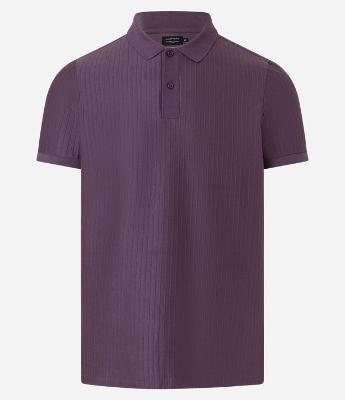 Camisa Polo Slim com Textura Vertical Listrada