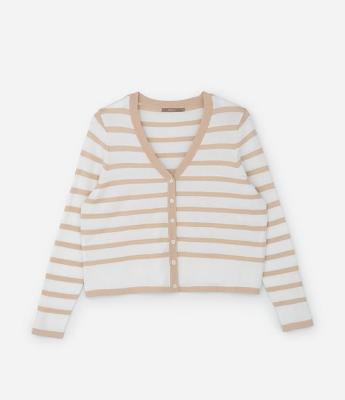 Cardigan em Tricô Leve Listrado Curve & Plus Size