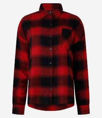 Camisa Oversized em Flanela Xadrez com Bolsinho