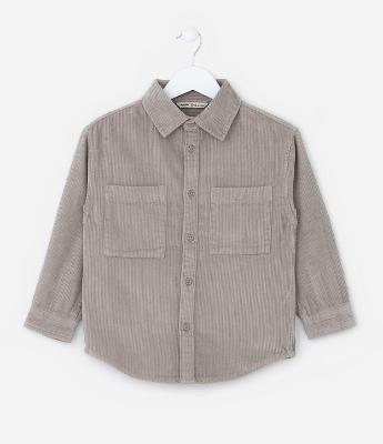 Camisa Infantil em Veludo com Bolsinhos -Tam 5 a 14 Anos