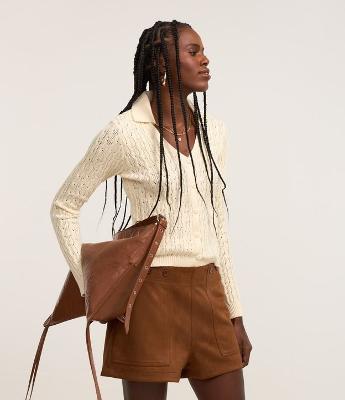 Blusa em Tricô com Gola Polo e Textura