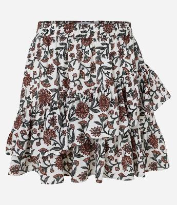 Saia Curta em Viscose com Estampa Floral e Babados