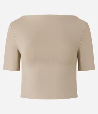 Blusa Cropped em Microfibra com Decote Degagê