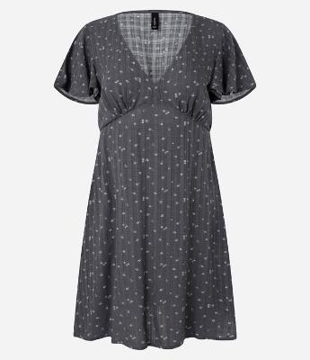 Vestido Curto em Viscose Maquinetado Floral Liberty