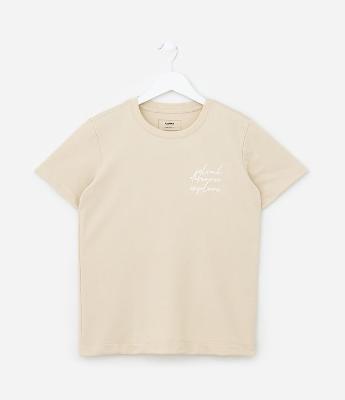 Camiseta Relaxed Infantil com Bordado Lettering - Tam 5 a 14 Anos