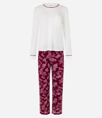 Pijama Longo em Viscose com Estampa de Figos