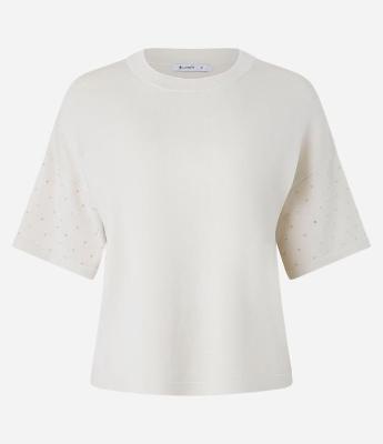 Blusa em Tricô com Brilhos de Strass na Manga