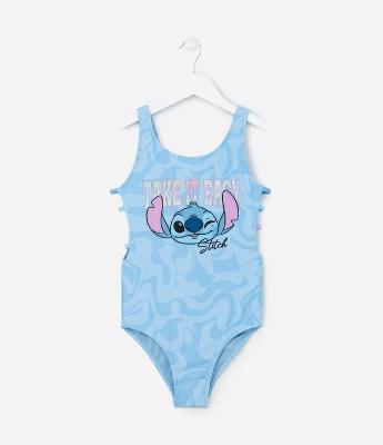 Maiô Infantil com Proteção UV e Estampa Stitch - Tam  4 a 12 Anos