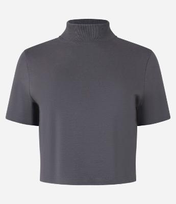 Blusa T-Shirt Cropped em Algodão com Gola Altinha