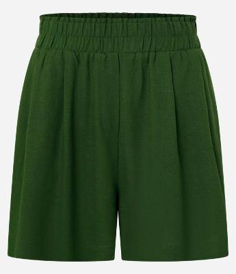 Short Runner em Viscose e Linho com Elástico no Cós e Bolsos
