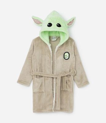 Roupão Infantil em Fleece com Bordado Baby Yoda - Tam 3 a 16 Anos