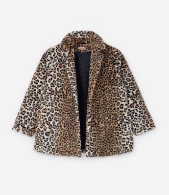 Casaco Pelo Artificial Animal Print Onça Curve & Plus Size