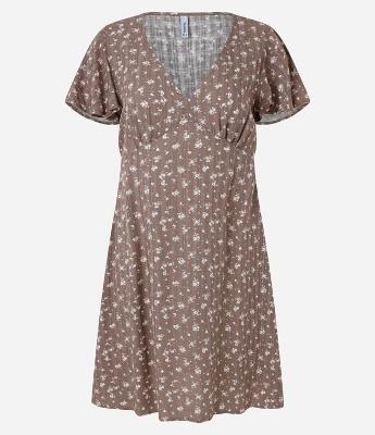 Vestido Curto com Manga Godê e Estampa Floral Liberty