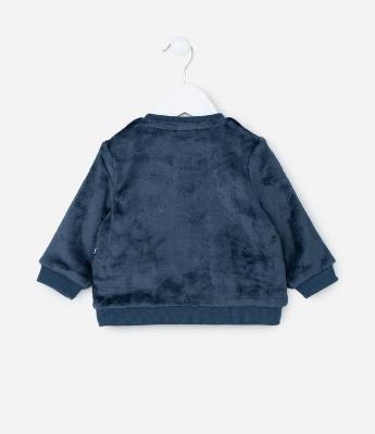 Casaco Infantil em Fleece com Bordado Urso - Tam 0 a 18 meses