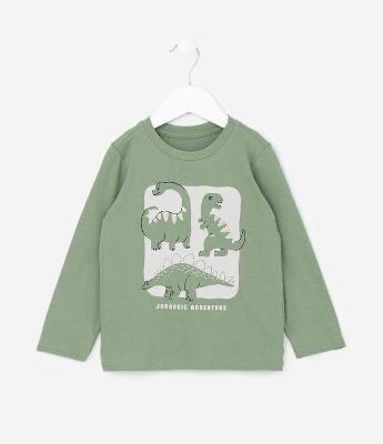 Camiseta Infantil com Estampa de Dinos 3D - Tam 1 a 6 Anos