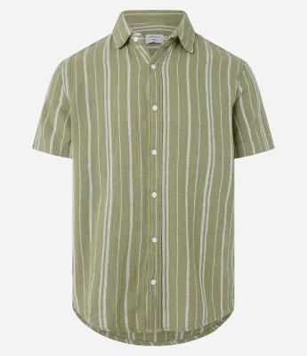 Camisa Regular com Textura e Listras