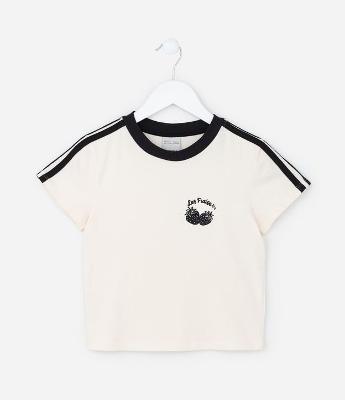 Blusa Infantil com Bordado de Morangos - Tam 7 a 14 Anos