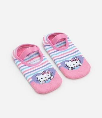 Meia Sapatilha Infantil com Antiderrapante e Estampa Hello Kitty - Tam 19 a 34