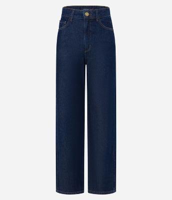 Calça Reta Jeans Comfort com Cintura Alta