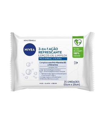Lenços de Limpeza Facial Ação Refrescante 03 em 01 Nivea