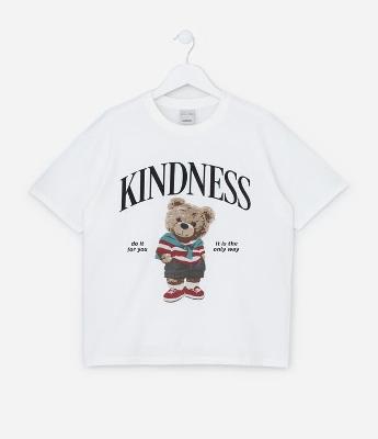 Camiseta Infantil com Estampa Urso Kindness - Tam 5 a 14 Anos