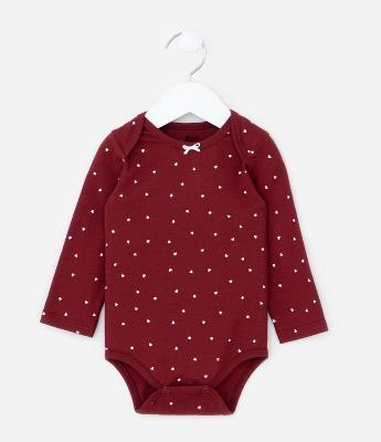 Body Infantil com Estampa de Mini Corações - Tam 0 a 18 meses
