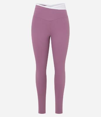 Calça Legging Esportiva em Microfibra com Cós V Bicolor