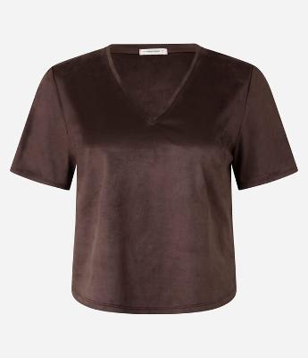 Blusa em Suede com Decote V
