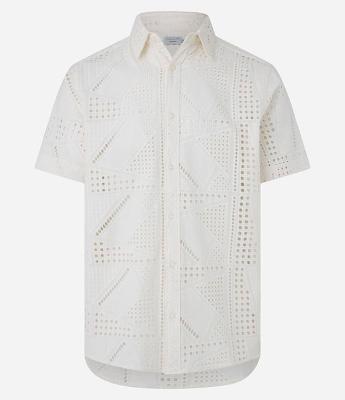Camisa Comfort em Laise com Textura Patchwork