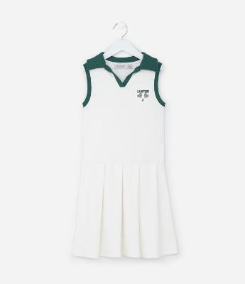 Vestido Infantil em Ribana com Pregas na Saia - Tam 5 a 14 Anos