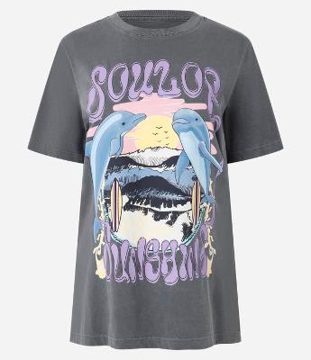 Camiseta em Algodão Estampa Golfinho Sunshine