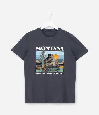 Camiseta Infantil com Lettering Montana - Tam 5 a 14 Anos
