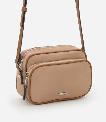 Bolsa Câmera com Bolso Externo e Detalhe Contrastante