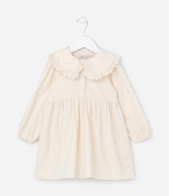 Vestido Infantil em Veludo com Gola Boneca - Tam 1 a 5 Anos