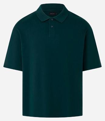 Camisa Polo com Textura Canelada Vertical