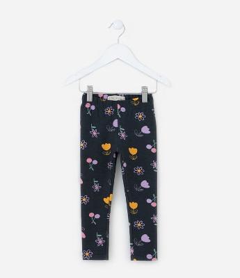 Calça Legging Infantil com Estampa Tulipas - Tam 1 a 6 Anos