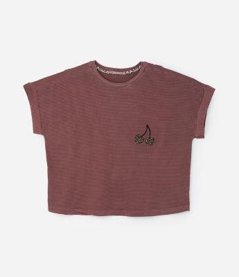 Blusa Fio Tinto e Cereja com Manga Dobrada Curve & Plus Size