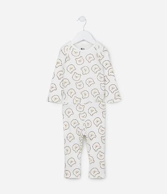 Conjunto Infantil em Ribana com Estampa Ursinho - Tam RN a 18 meses