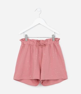 Short Clochard Infantil com Glitter Holográfico - Tam 5 a 14 Anos