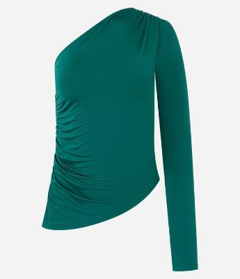 Blusa Ombro Só em Malha Jersey com Lateral Franzida