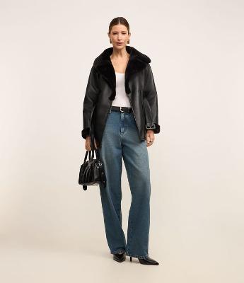 Calça Baggy em Jeans Dirty com Bolso Faca