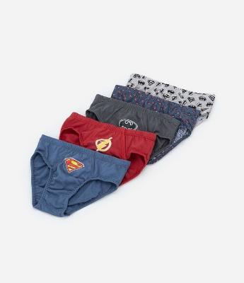Kit 05 Cuecas Slip Infantis com Estampa DC - Tam 2 a 10 Anos