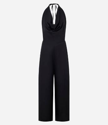 Macacão Pantalona em Crepe com Decote Degage Frente Única