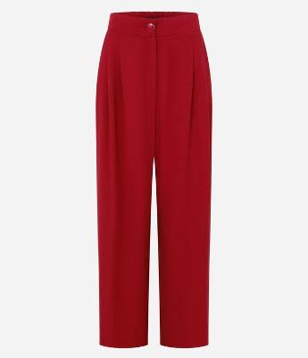 Calça Wide Leg Alfaiatada em Vicose com Pregas