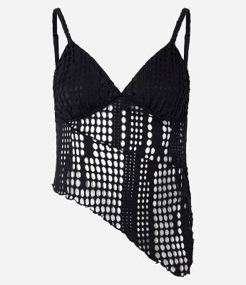 Blusa Texturizada com Alças Finas e Detalhes Vazados