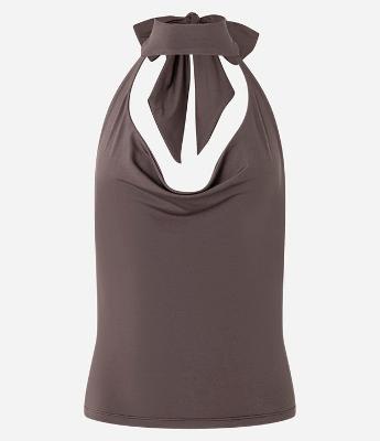 Blusa em Jersey Frente Única com Decote Degagê e Amarração