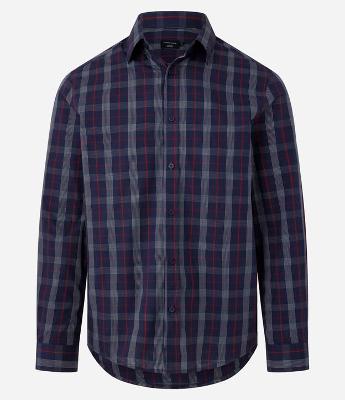 Camisa em Tricoline com Estampa Xadrez
