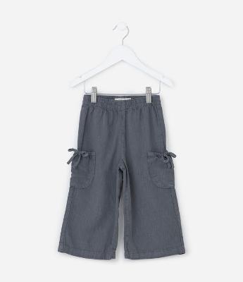 Calça Wide Leg Infantil com Bolsinhos e Laços - Tam 1 a 6 Anos